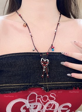 流浪诗人！波西米亚风编织爱心项炼女款2025新款小众独特毛衣炼秋