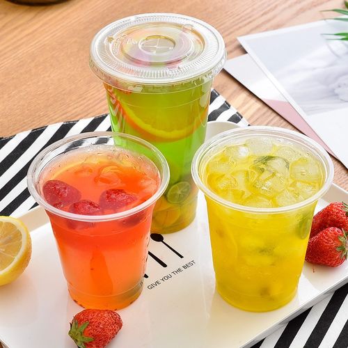 上海商吉 透明塑料杯一次性饮料杯奶茶杯Jpp打包杯子豆浆杯不带盖 - 图1