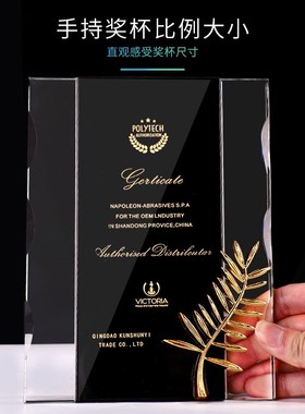 奖牌定制定做棕榈奖定q制授权牌荣誉牌匾 经销商加盟牌水晶奖杯