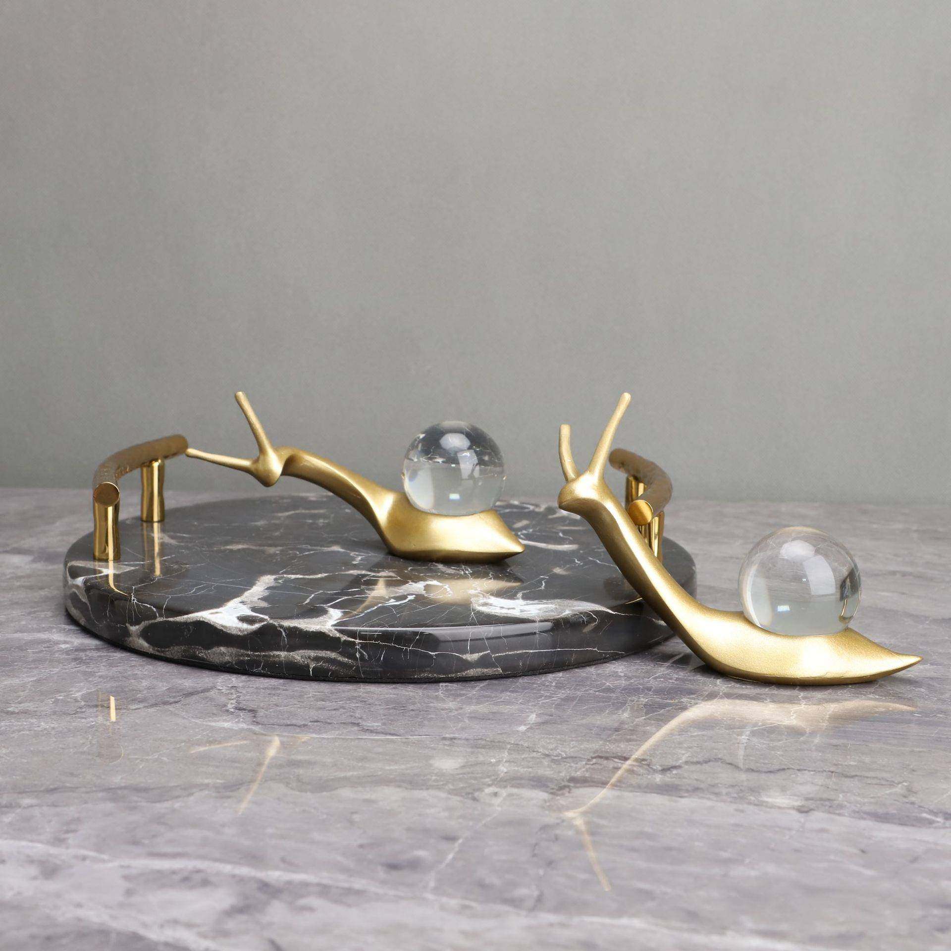 爆款新中式树脂蜗牛大理石托盘样板房电视柜客厅茶几家居软装饰品,淘宝优惠券,粉丝福利购,淘宝优惠卷