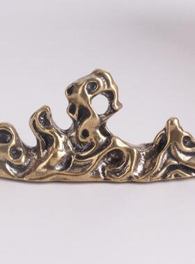 爆款纯黄铜假山型迷你桌面摆件小型文房用笔架创意镇纸实心工艺品