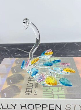 欧式现代水晶天鹅摆件客厅大x堂橱窗展示柜简约家居装饰品婚庆新