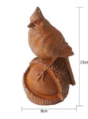 爱上花园 园艺杂货铸铁 花园做G旧锈色装饰摆件橡果鸟儿