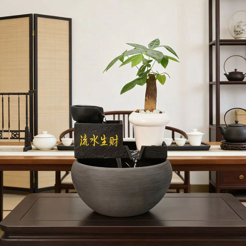 流水摆件循环水喷泉招财客厅玄关风水桌面鱼缸轻奢高端风生水起,淘宝优惠券,粉丝福利购,淘宝优惠卷