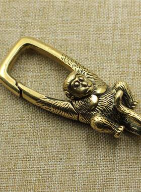 爆款创意DIY猴生肖黄铜生肖汽车钥匙挂扣男女情侣创意礼品