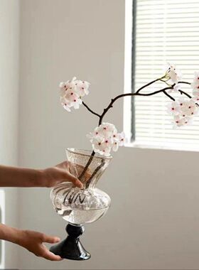 洒金琉璃花脚复古花颜值客餐厅花插花级感装饰品摆件