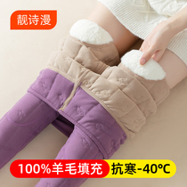 Wool Cotton Pants Woman Inside Winter Plus Suede Thickened Beat Bottom Pants Northeast Special Thick Kneecap High Waist Large Size Warm Pants