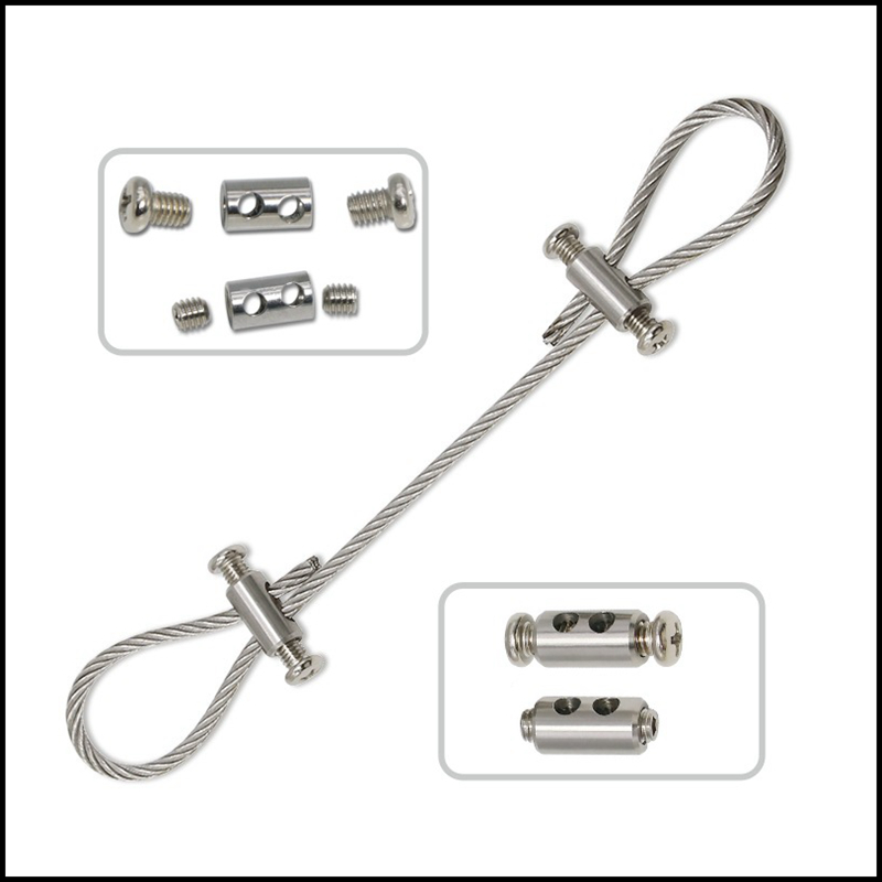 钢丝绳卡扣锁紧器螺丝1mm锁线器3mm广告牌吊灯灯具便捷固定绳吊线
