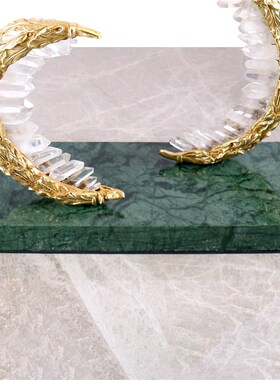 轻奢白色水晶石金色麦穗家居摆件客厅卧I室玄关酒柜桌面水晶装饰