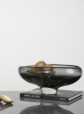 简约现代创意玻璃水果盘软装饰品售楼处J家居桌面收纳托盘果篓摆