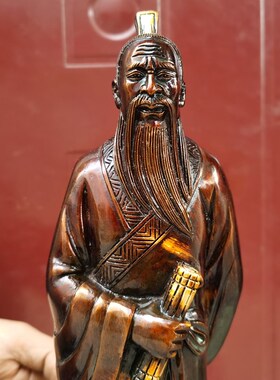纯铜鬼谷子铜像竖横p兵圣王禅祖全身站立铜像鬼谷先生饰品