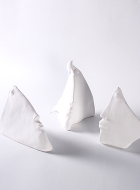 创意抽象陶瓷人像人脸摆件北欧现代简约客厅N玄关书房书桌软装饰