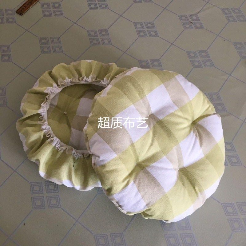帆布格子布艺圆形凳子坐垫套 罩 藤F编蒲团垫子 松紧带圆吧台椅垫,淘宝优惠券,粉丝福利购,淘宝优惠卷