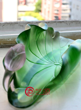 艺源琉璃荷叶莲花香盘插烛t台香炉线香座卧香佛堂香道风水实用用