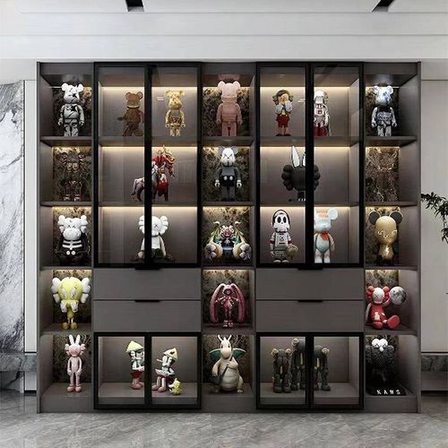 轻奢手办展示柜乐尘高陈列储物柜玻璃门F简约现具代防书WUDU柜展 - 图2