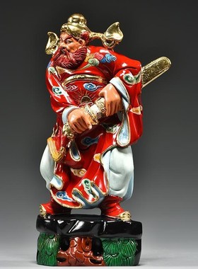 彩绘黑檀木雕天师福神钟馗像摆件实木客厅家居玄T关装饰红木工艺