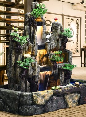 水景鱼池包邮办公室阳台假山喷泉大型客厅鱼缸盆景流水山水