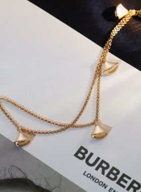 小裙子扇子手链18k玫瑰金