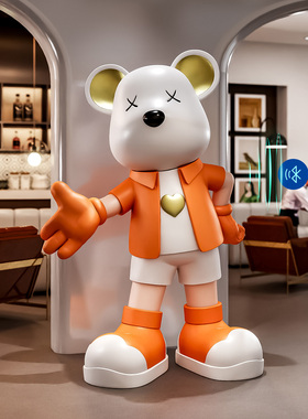 网红落地暴力熊店铺开业门口玻璃橱窗装饰品布置吸睛拍照打卡摆件