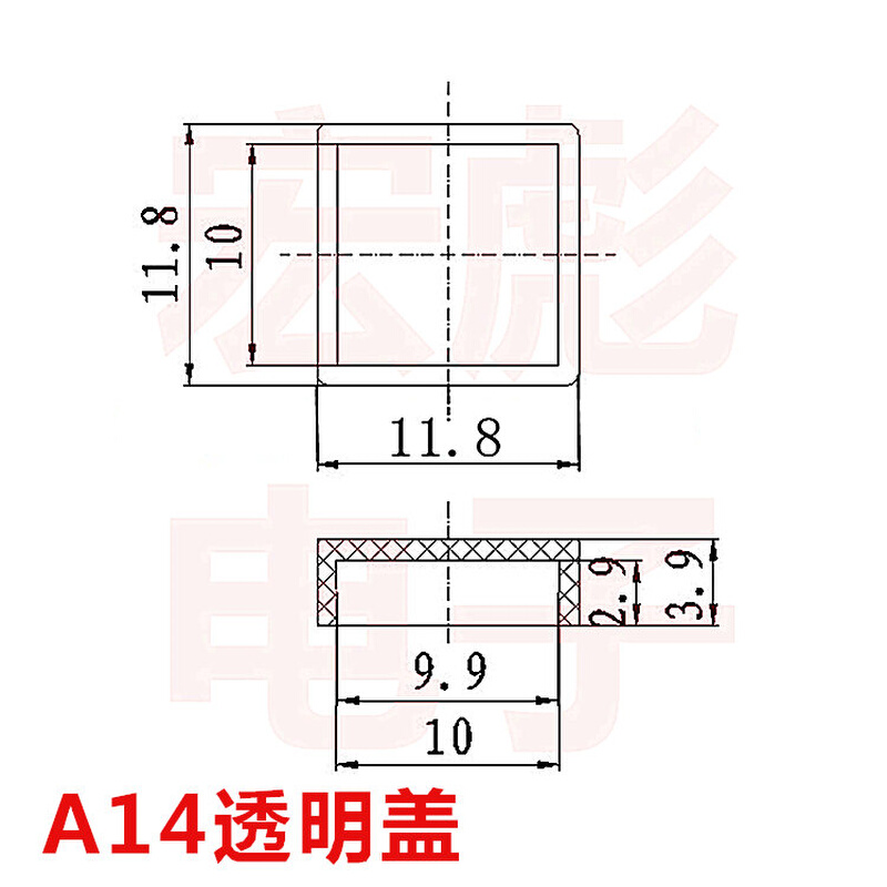 A14按键帽+透明盖B3F-4055/4050/5050轻触开关12*12*7.3按钮帽-图1