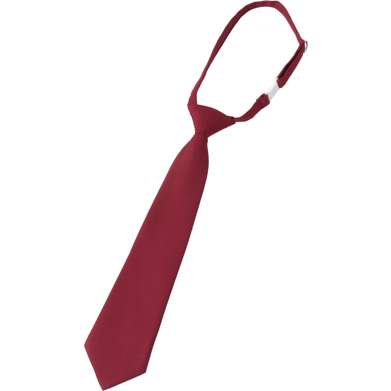 酒红色jk领带衬衫女生懒人免打DK男学生学院风小领带红色纯色领结 - 图3
