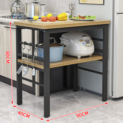 操作台置物架定制切菜厨房桌可长桌餐桌家用钢调节小桌子木桌厨房-图2