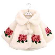 Ballabala emptying girl imitation fur jacket female baby cloak cape autumn baby fur shawl spring autumn and winter