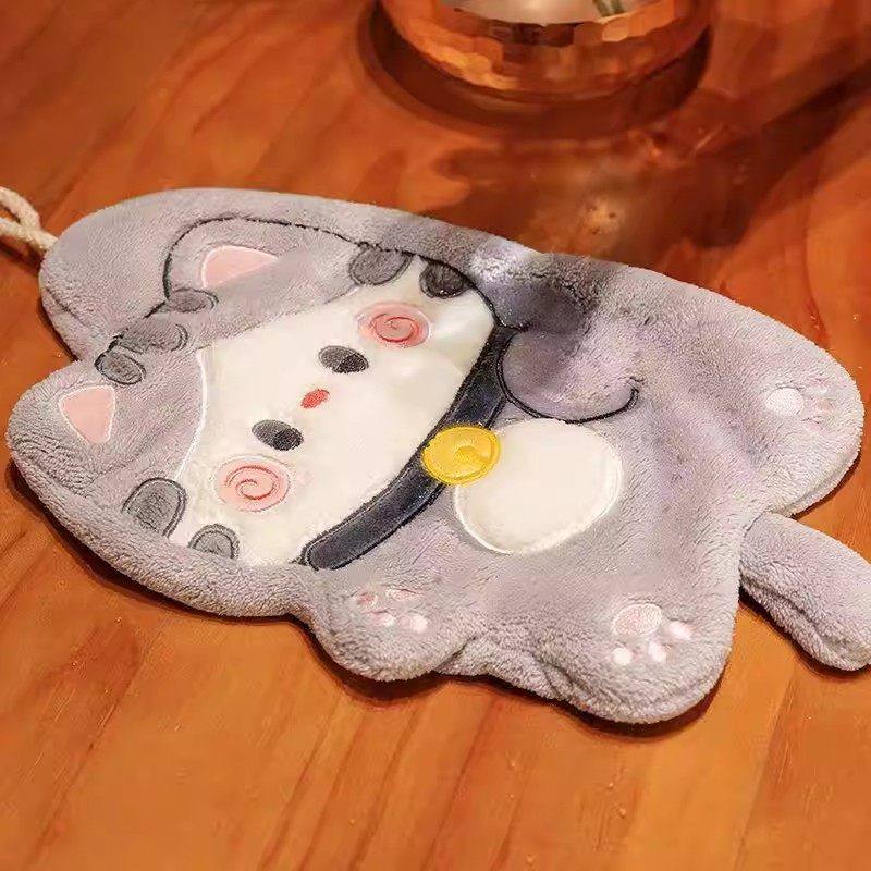 招财猫擦手巾挂式可爱卡通强吸水速干小方巾不掉毛加厚珊瑚绒手帕,淘宝优惠券,粉丝福利购,淘宝优惠卷