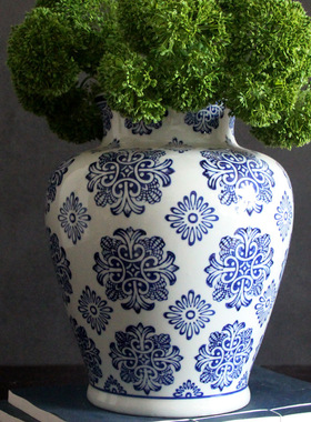 陶瓷花瓶客厅餐桌插花高档轻奢花器中式复古青花瓷花瓶高级感摆件