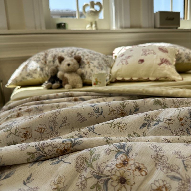 极速裸睡莱赛尔纤维复古小碎花丝滑裸睡夏凉被四件V套薄被子空调,淘宝优惠券,粉丝福利购,淘宝优惠卷