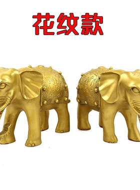 极速纯铜大象摆件一对客厅吸水象B大小号铜象办公室家居装饰品开