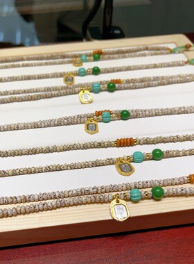 极速星月手机挂绳j项链吊坠挂搭配菱镁矿松石百香籽橄榄核扎基拉