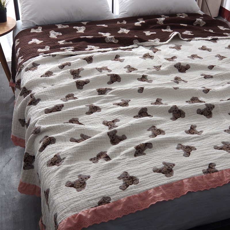 极速韩式花边毯子盖毯夏季毛巾被B纯棉纱布沙发巾全棉单双人床盖,淘宝优惠券,粉丝福利购,淘宝优惠卷