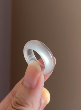 天然白月光戒指荔枝冻食指玉髓指环时尚ins小众戒指跑环