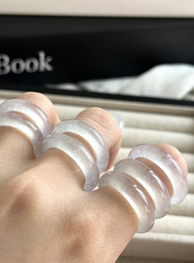 天然白水晶戒指女冰种白月光戒指时尚个性小众高级轻奢食指戒