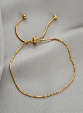 韩版18K金简约蛇骨手链网红闺蜜学生简约ins森系可调节长短不掉色