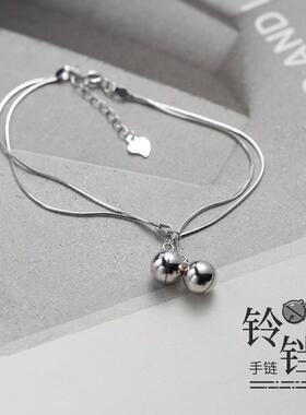 双层铃铛手链女ins学生韩版复古简约不掉色高级感闺蜜网红原宿风