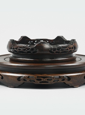 花瓶底座圆形木质玄关瓷器底座实木古董香炉底座摆件家居饰品