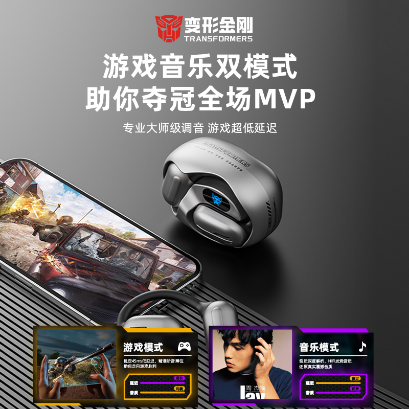 变形金刚星际方舱蓝牙耳机开放挂耳式无线降噪运动2025新款大黄蜂