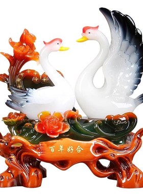 弗朗德天鹅摆件一对大o号新房客厅家居摆设装饰品朋友结婚创意礼