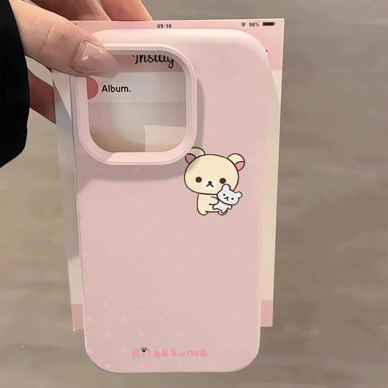 波点轻松熊适用苹果17promax手机壳iPhone16卡通可爱15plus新款防摔14情侣超好看12小众高级感11全包13保护套,淘宝优惠券,粉丝福利购,淘宝优惠卷
