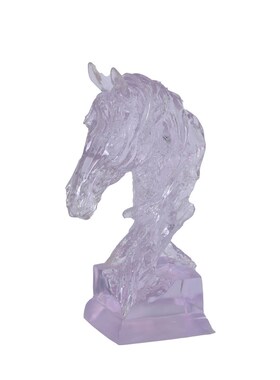 北欧轻奢浅蓝色i马头树脂摆件后现代酒店别墅展厅玄关动物软装饰