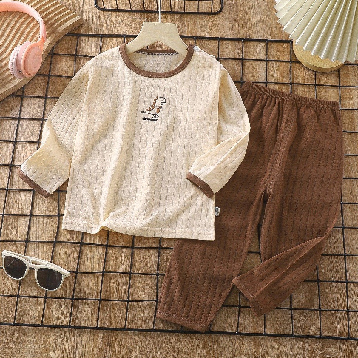 儿童纯棉家居服套装夏季长袖睡衣男女中小童宝宝薄款空调服两件套,淘宝优惠券,粉丝福利购,淘宝优惠卷
