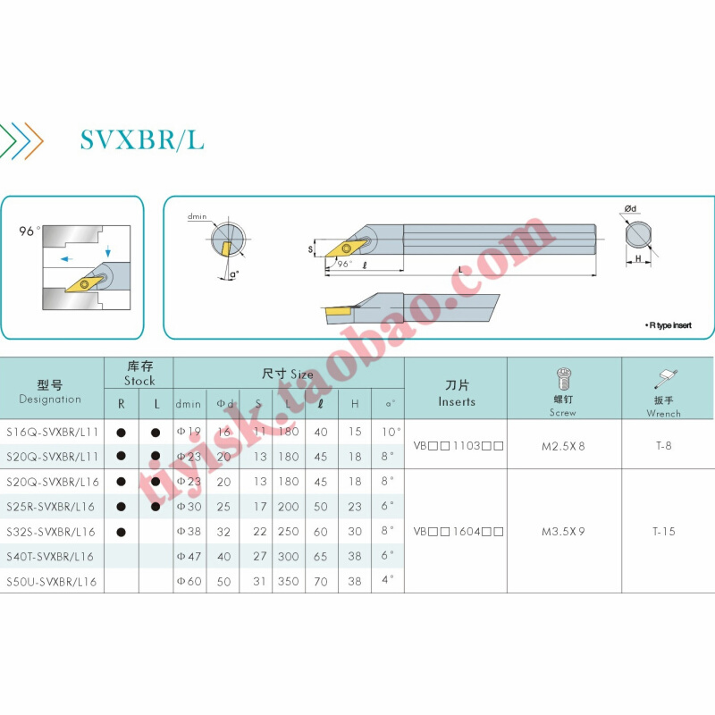 韩三刀杆 内孔尖刀刀杆S16Q-S20Q S25R S32S-SVXBRL/11 SVXBR/L16 - 图1