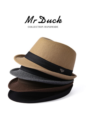 mrduck高温定型卷边羊毛礼帽男款