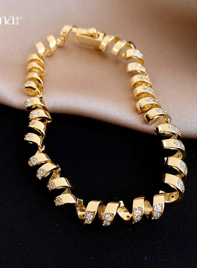 超仙复古锆石扭曲缠绕手链