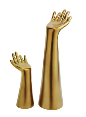 创意家居装饰摆件金色白色w手臂工艺品样板房书房玄关陶瓷装饰品