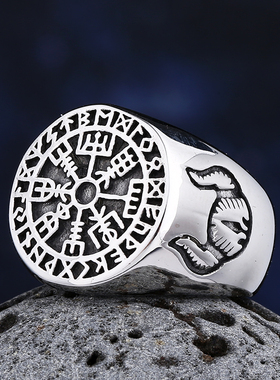 极速Nordic Viking Rune Ctompass Ring For Men Women Simple 31