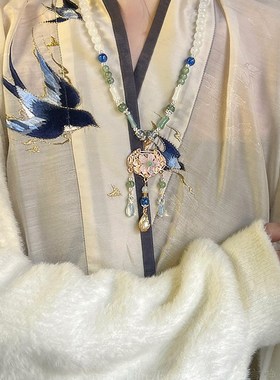 新品玉楼歌古风汉服背云w长流苏明制璎珞项链新中式国风马面