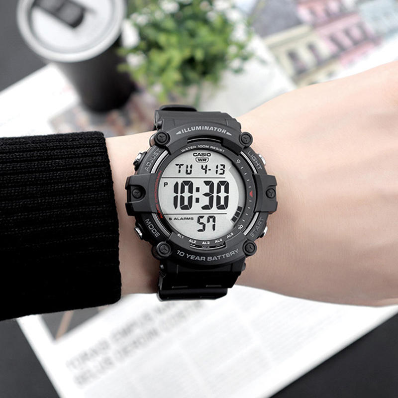 卡西欧手表男g-shock青少年学生运动数显电子表女款AE-1500WH-1A - 图1